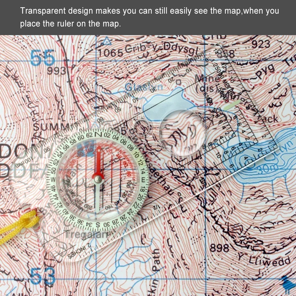 Orienteering Map Ruler with Compass