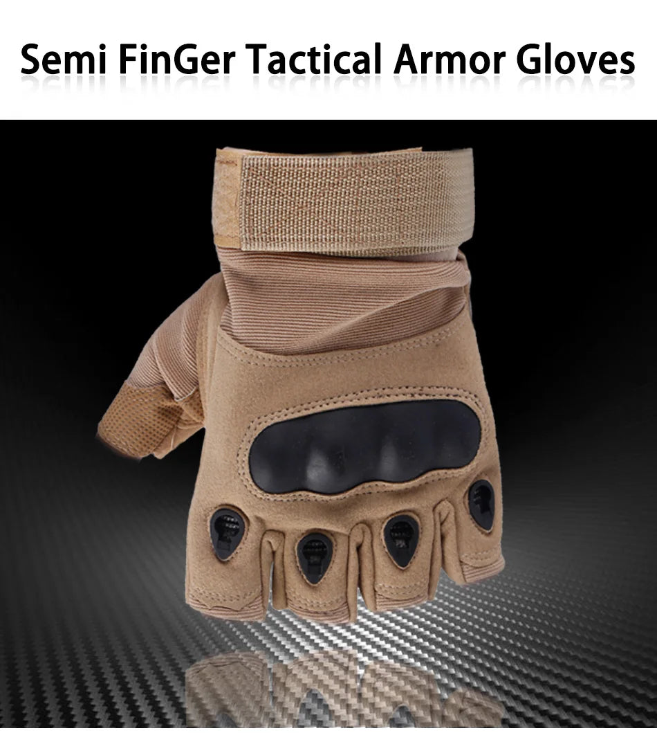 Hard Knuckle Fingerless Tactical Gloves (wrist Length)