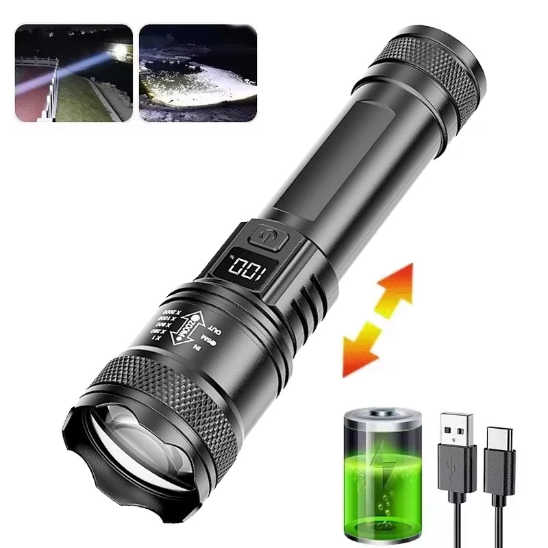 USB Rechargeable Zoomable LED Flashlight