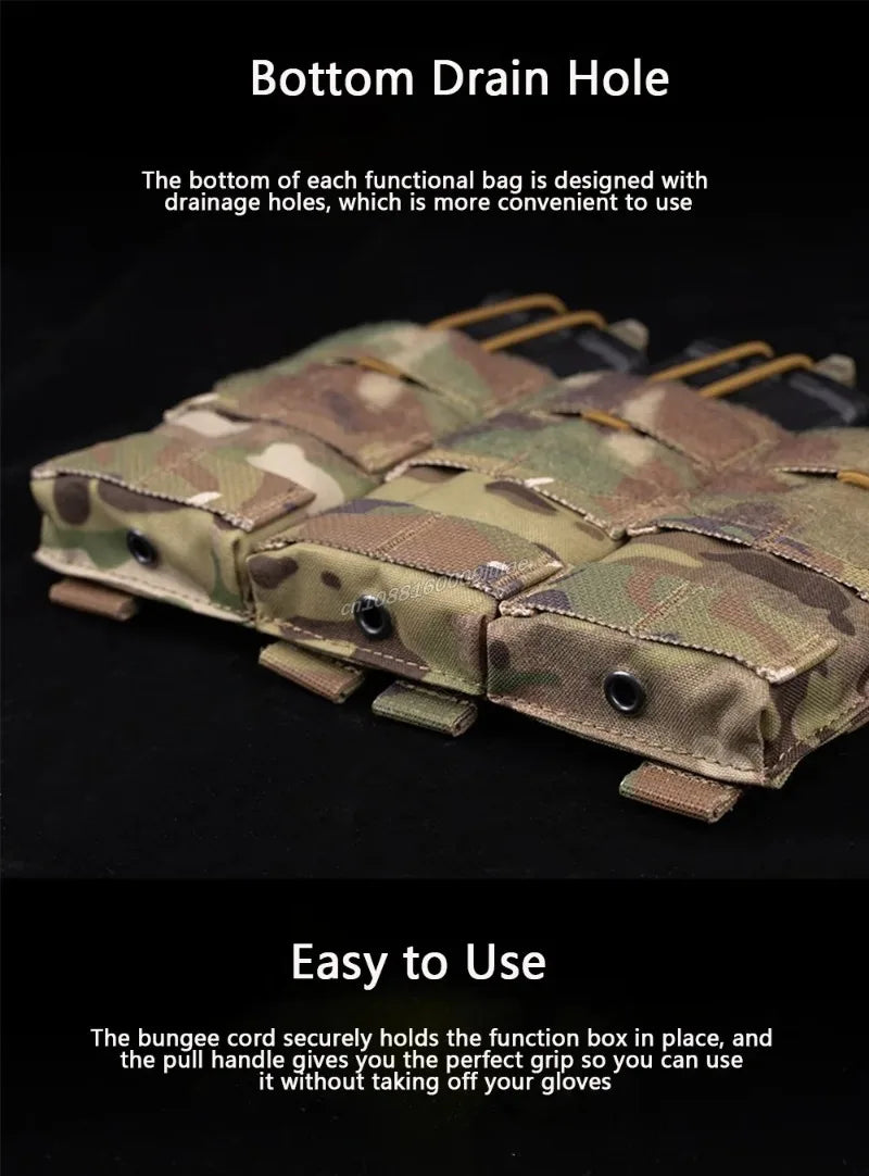 MOLLE Triple 5.56 M4 Magazine Pouch Bungee Retention