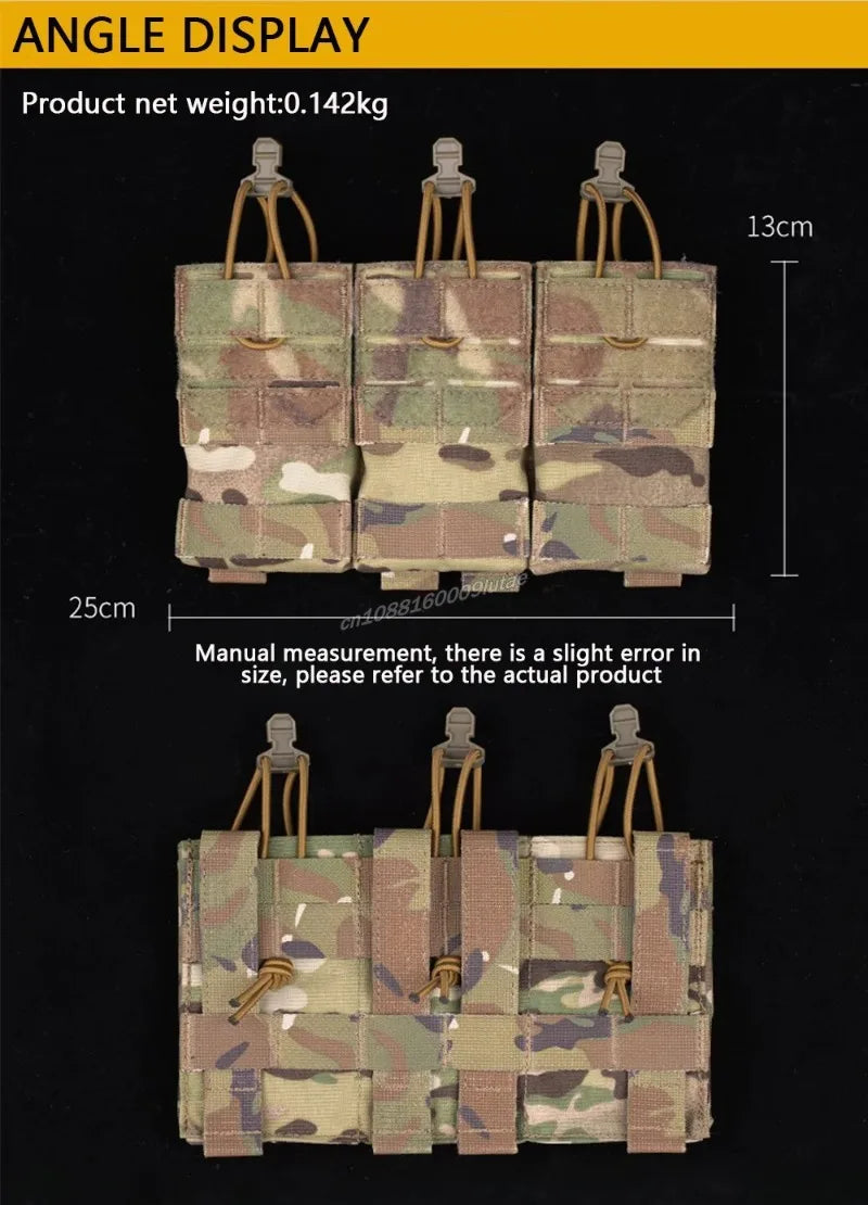 MOLLE Triple 5.56 M4 Magazine Pouch Bungee Retention