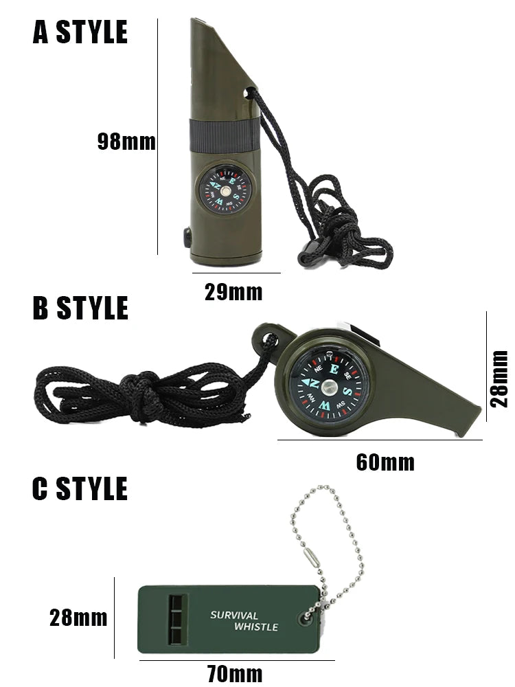 Emergency Whistle with LED Light & Compass