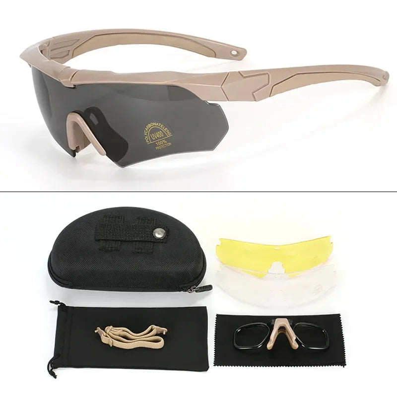3 Lens Tactical Goggles Windproof Airsoft