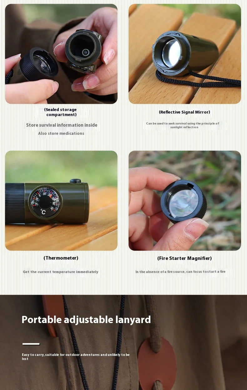 Emergency Whistle with LED Light & Compass