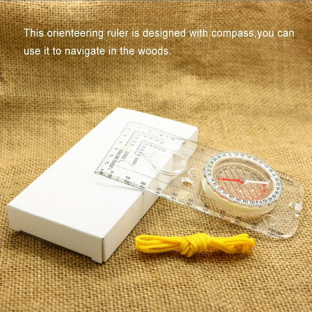 Orienteering Map Ruler with Compass