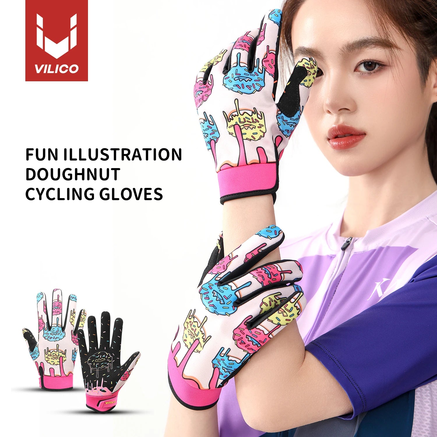 Parent Child Donut Cycling Gloves Full Finger