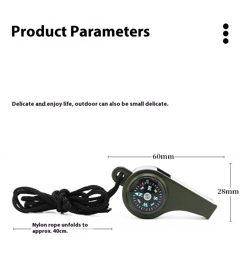 Emergency Whistle with LED Light & Compass