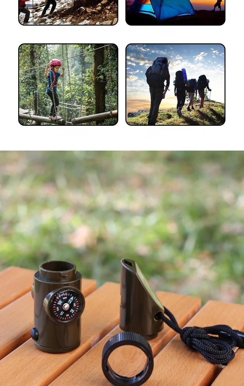 Emergency Whistle with LED Light & Compass