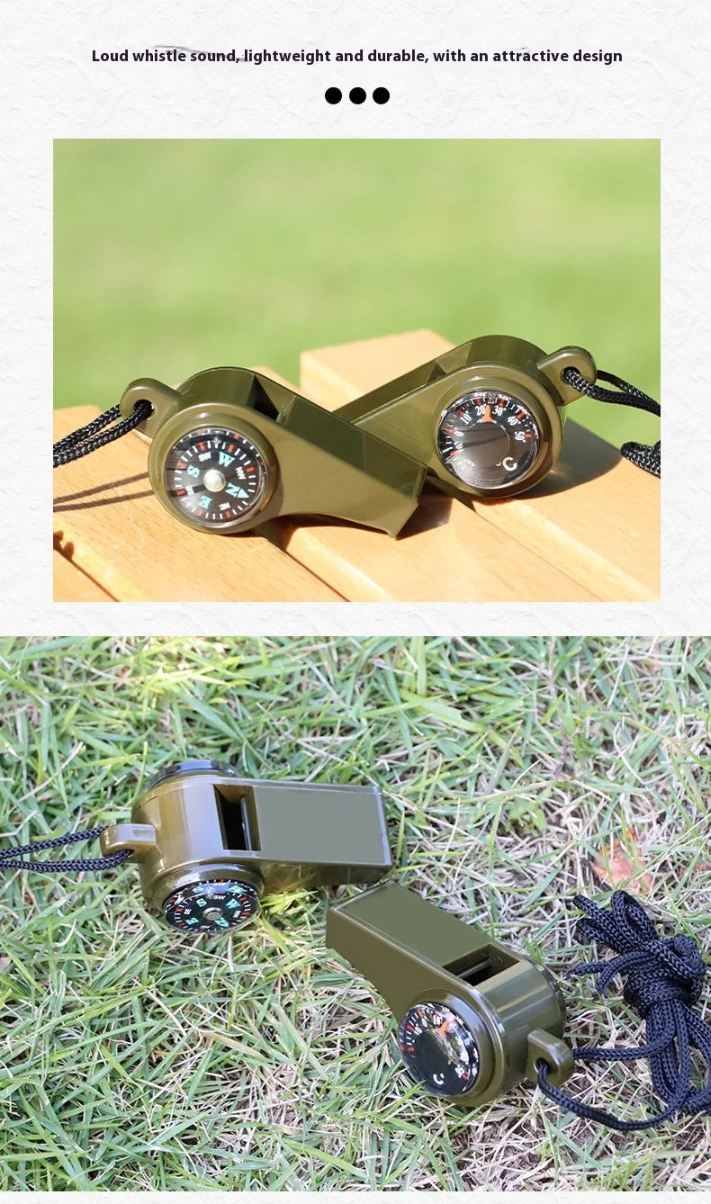Emergency Whistle with LED Light & Compass