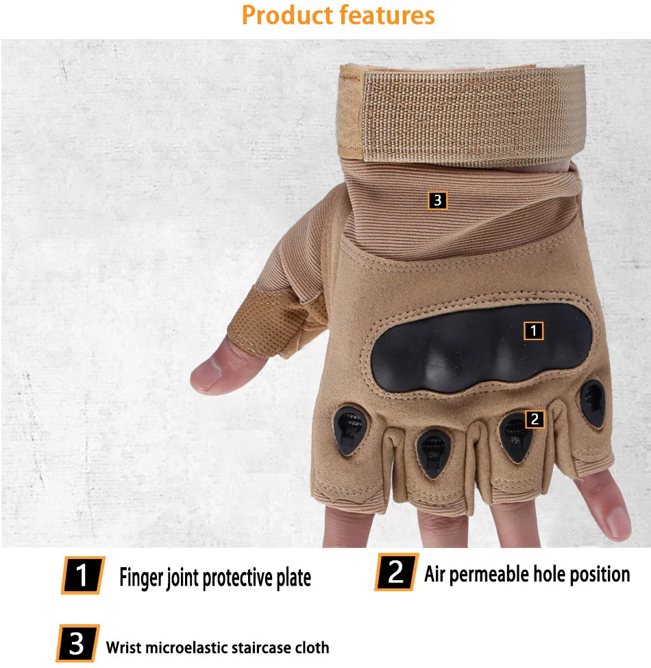 Hard Knuckle Fingerless Tactical Gloves (wrist Length)