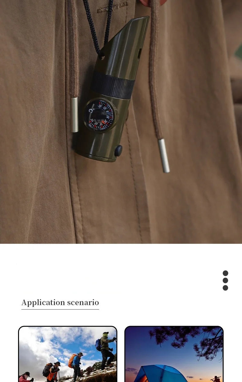Emergency Whistle with LED Light & Compass