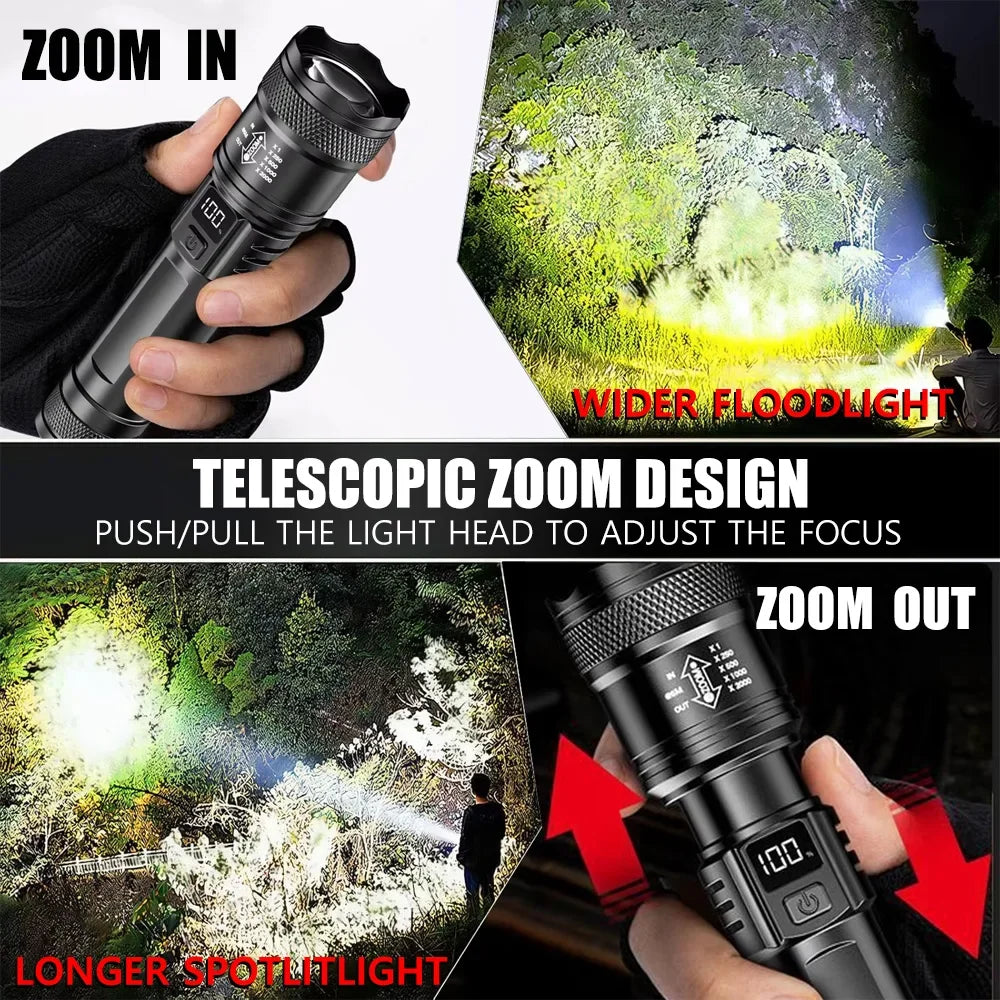 USB Rechargeable Zoomable LED Flashlight