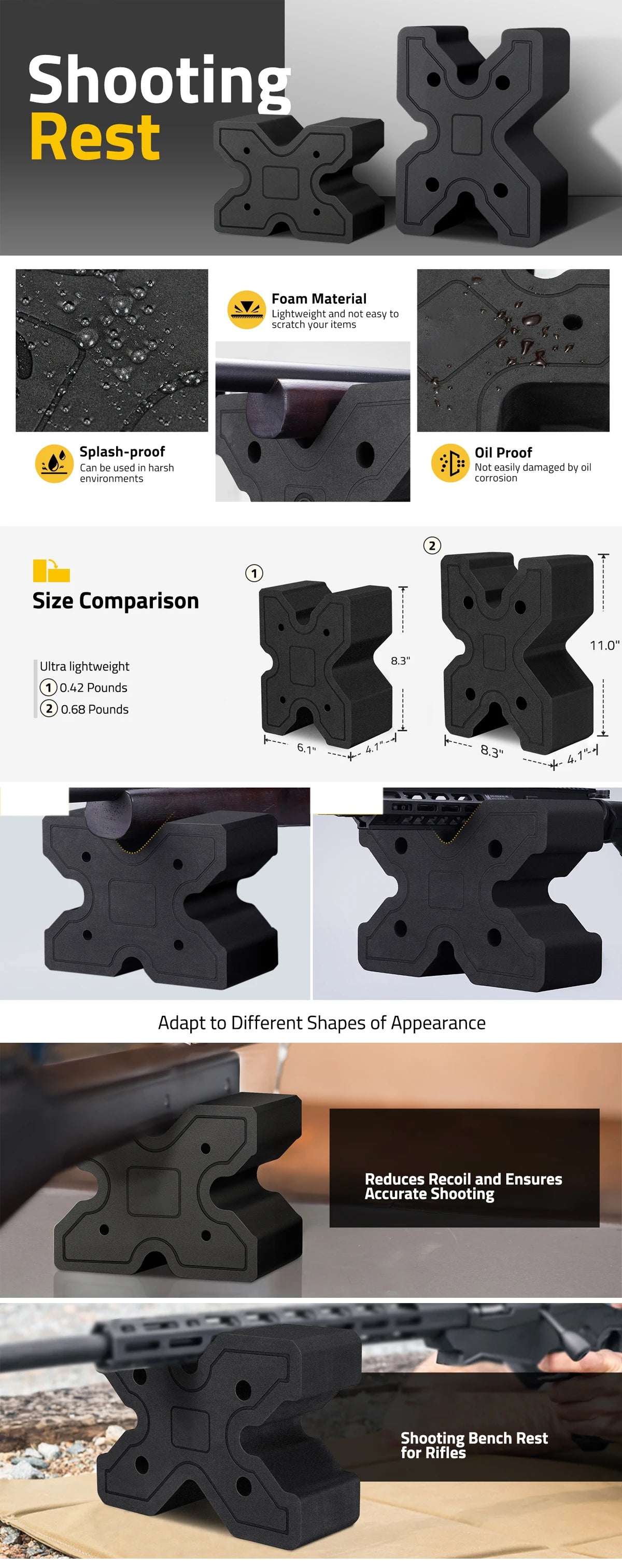 X Block EVA Foam Shooting Rest Universal Rifle & Shotgun