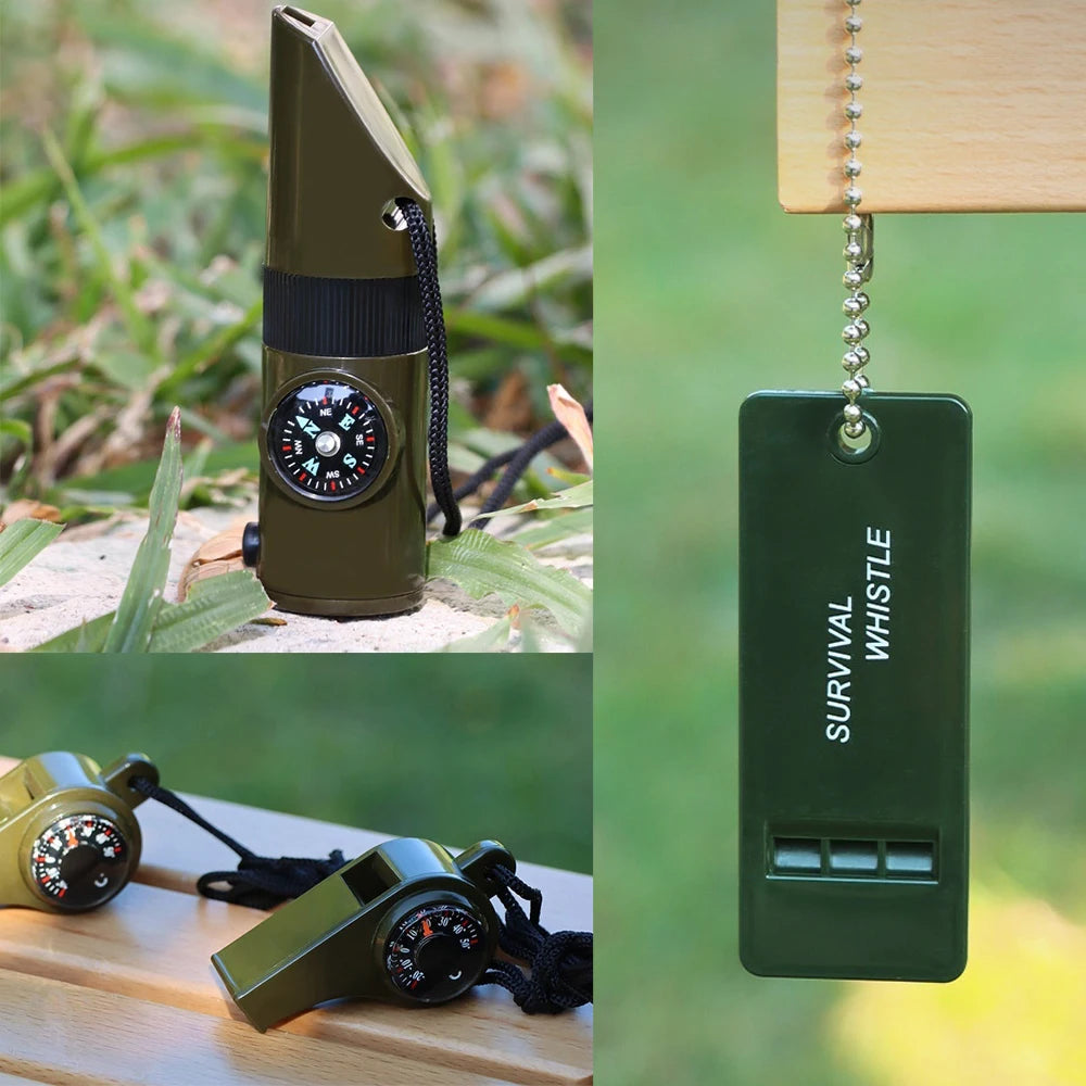 Emergency Whistle with LED Light & Compass