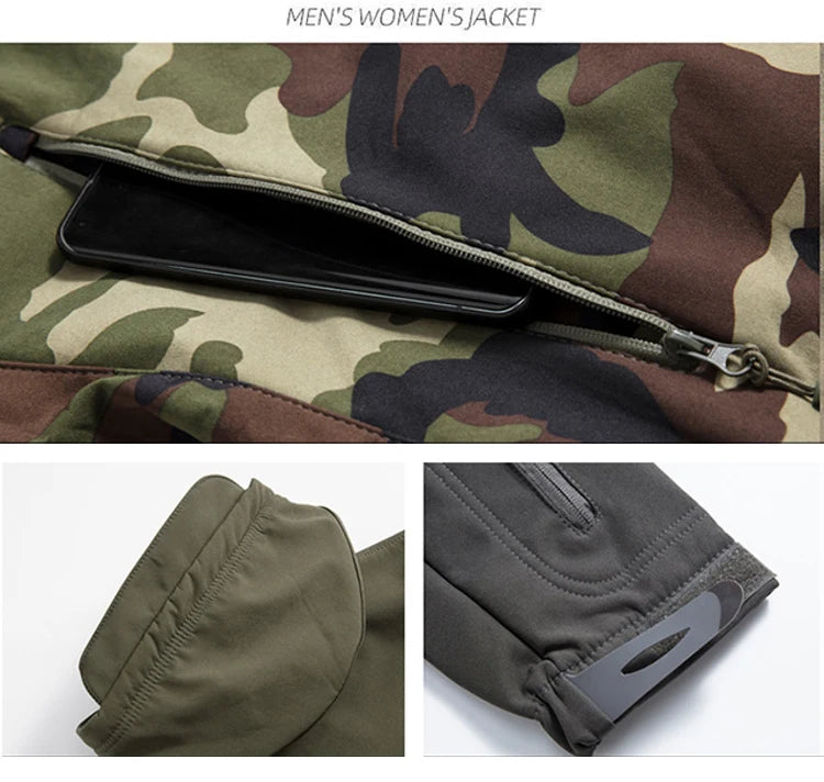 Men's Shark Skin Softshell Tactical Jacket Camo