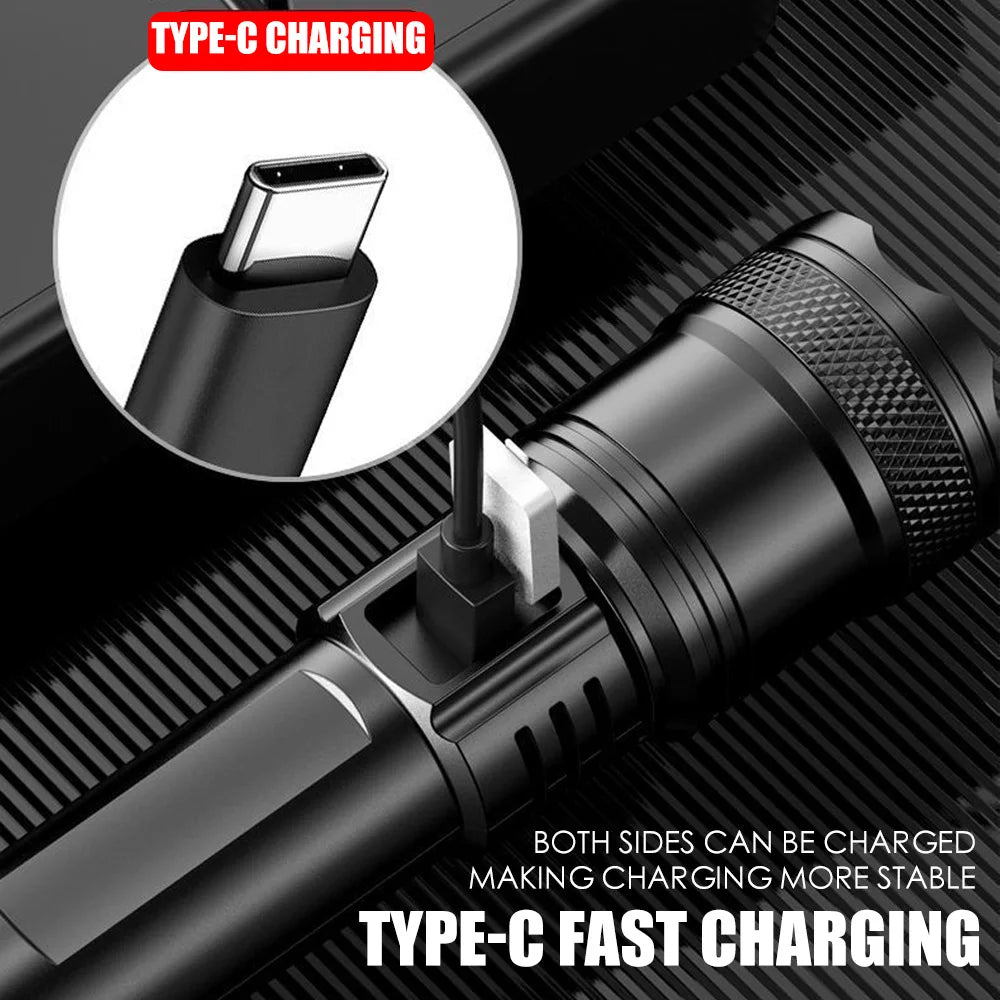 USB Rechargeable Zoomable LED Flashlight