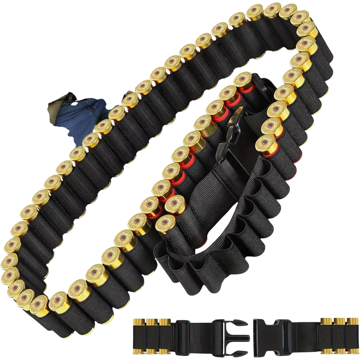 50‑Round Shotgun Shell Bandolier (12/20 GA) – Black | clean product image | shopify:0 | bg-removed:store:1200:shopify:0
