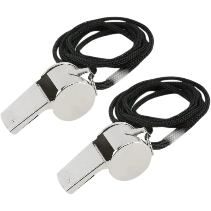 2-Pack Stainless Steel Sports Whistles with Lanyards | clean product image | shopify:0 | bg-removed:store:800:shopify:0