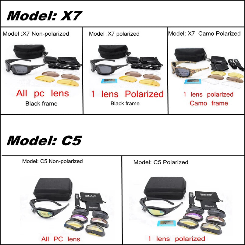 Tactical 4‑lens Polarized Sunglasses