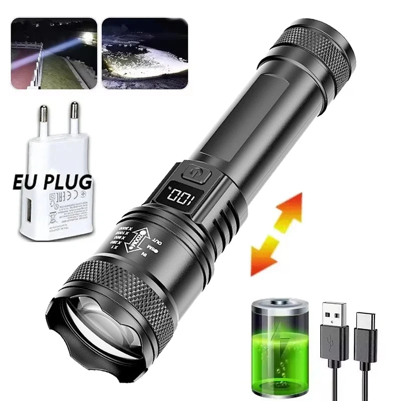USB Rechargeable Zoomable LED Flashlight
