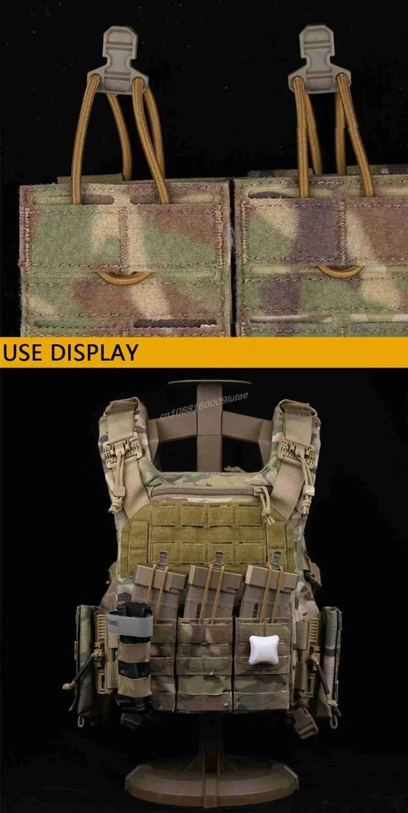 MOLLE Triple 5.56 M4 Magazine Pouch Bungee Retention
