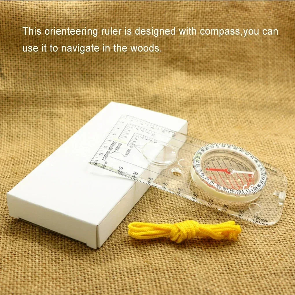 Orienteering Map Ruler with Compass