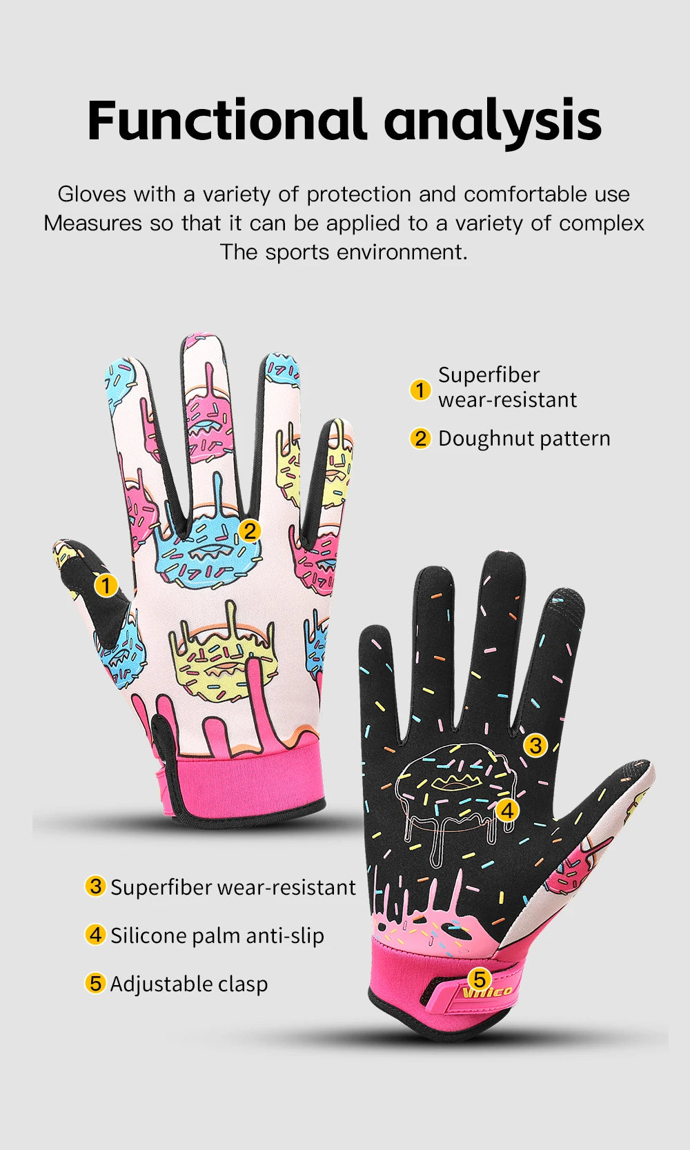 Parent Child Donut Cycling Gloves Full Finger