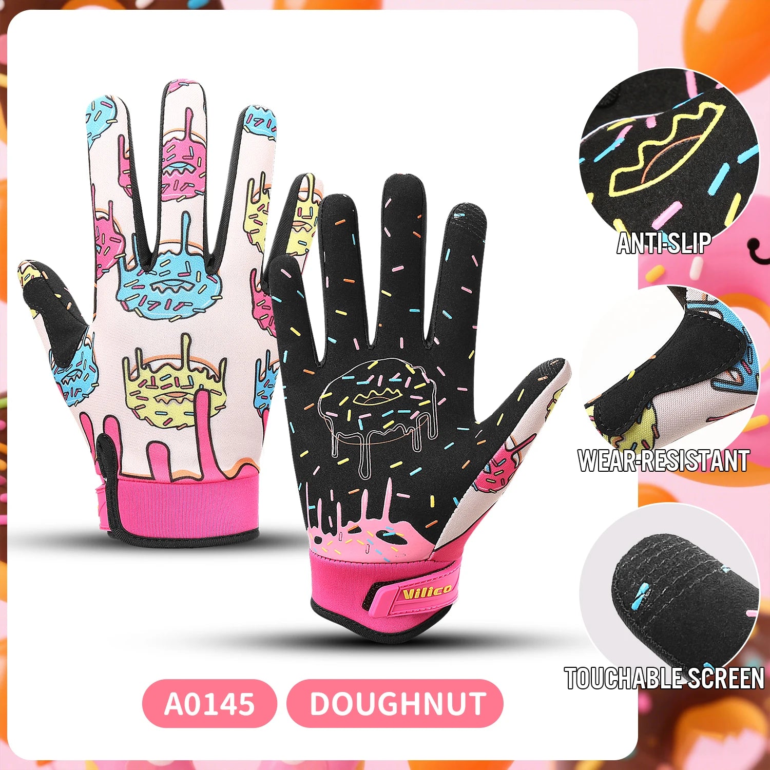 Parent Child Donut Cycling Gloves Full Finger