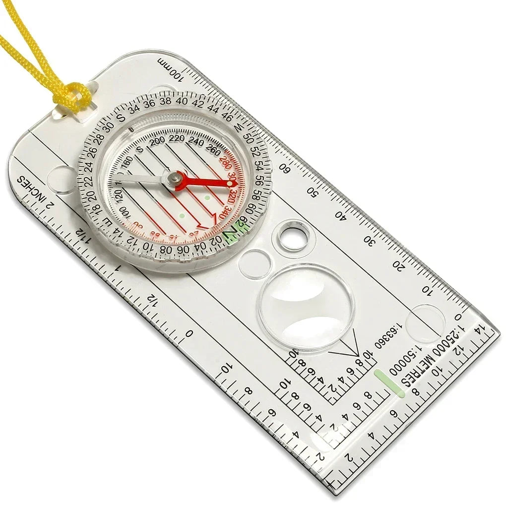 Orienteering Map Ruler with Compass