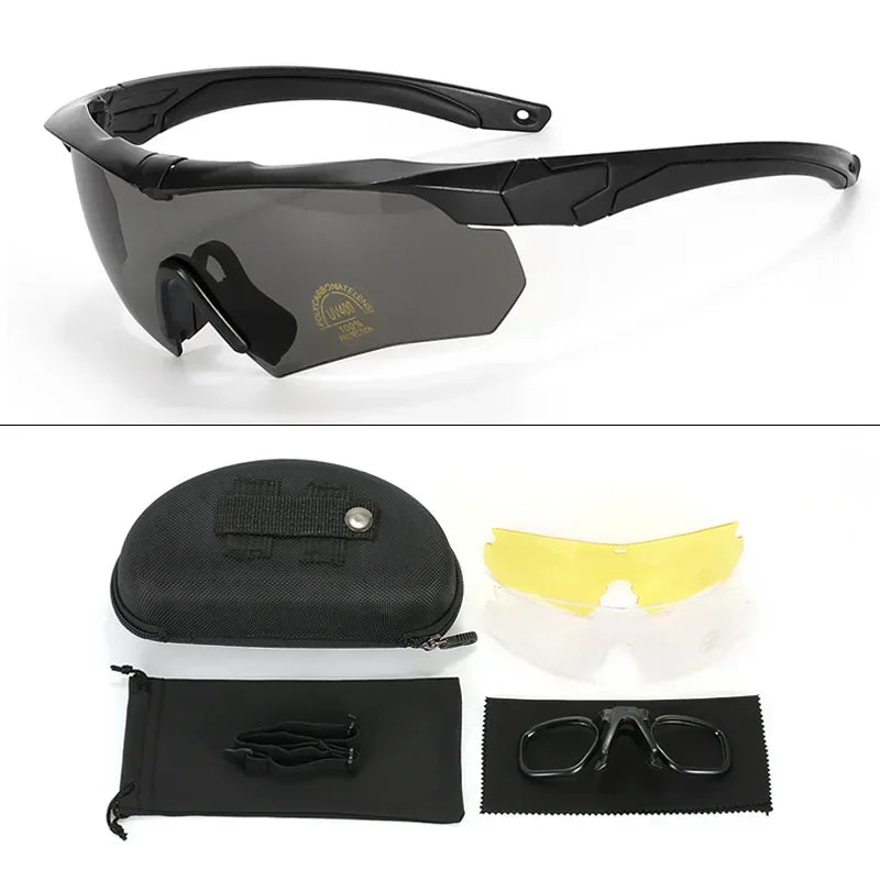 3 Lens Tactical Goggles Windproof Airsoft