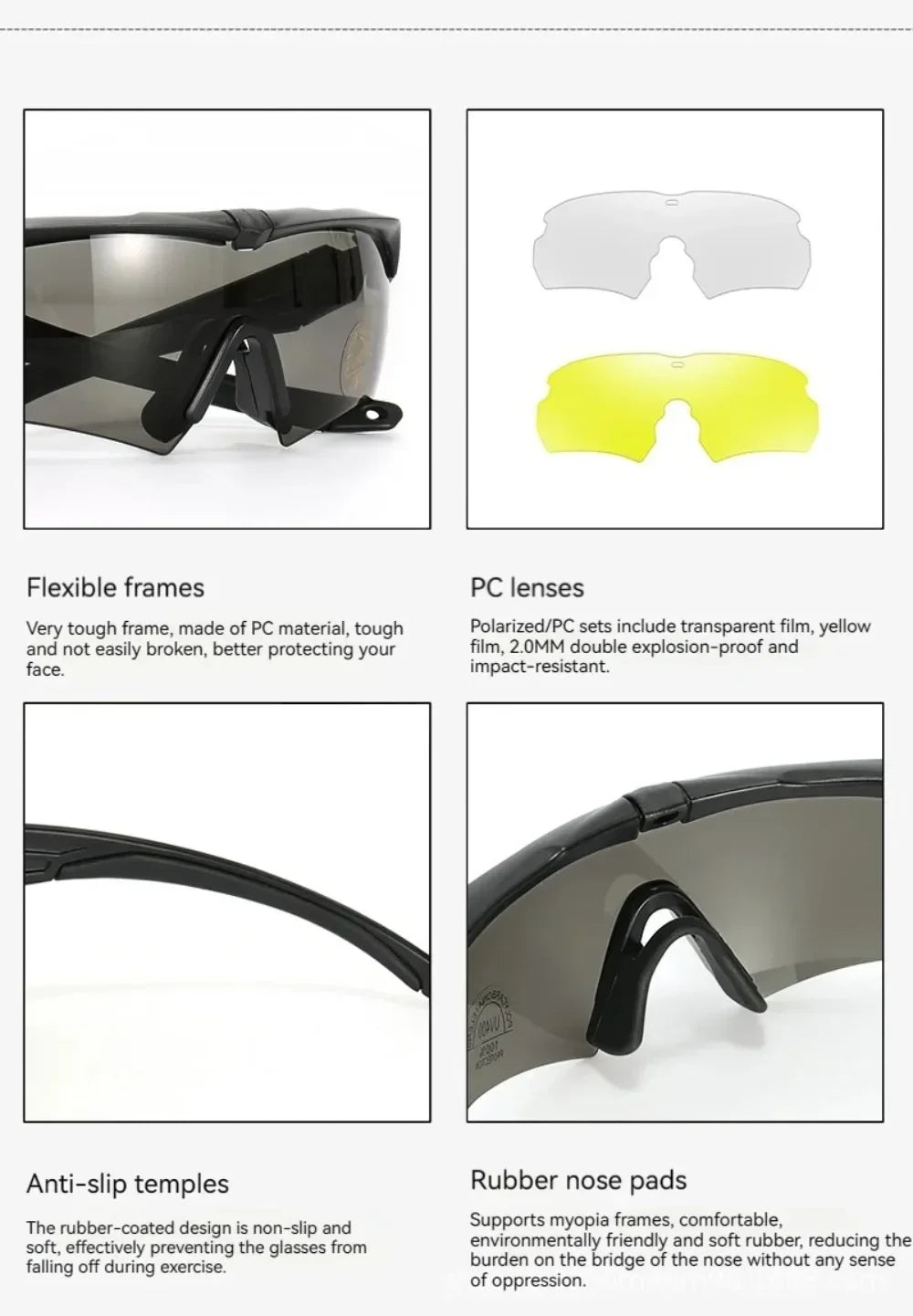 3 Lens Tactical Goggles Windproof Airsoft