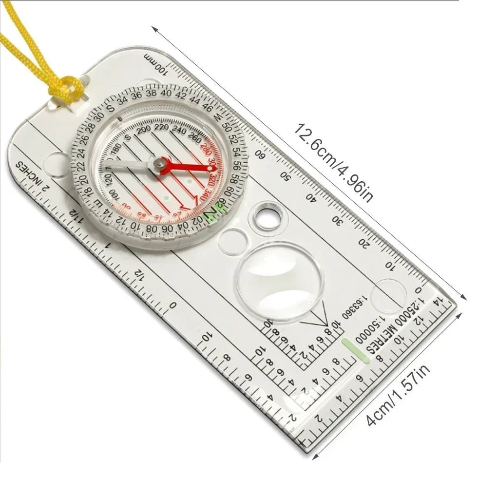 Orienteering Map Ruler with Compass