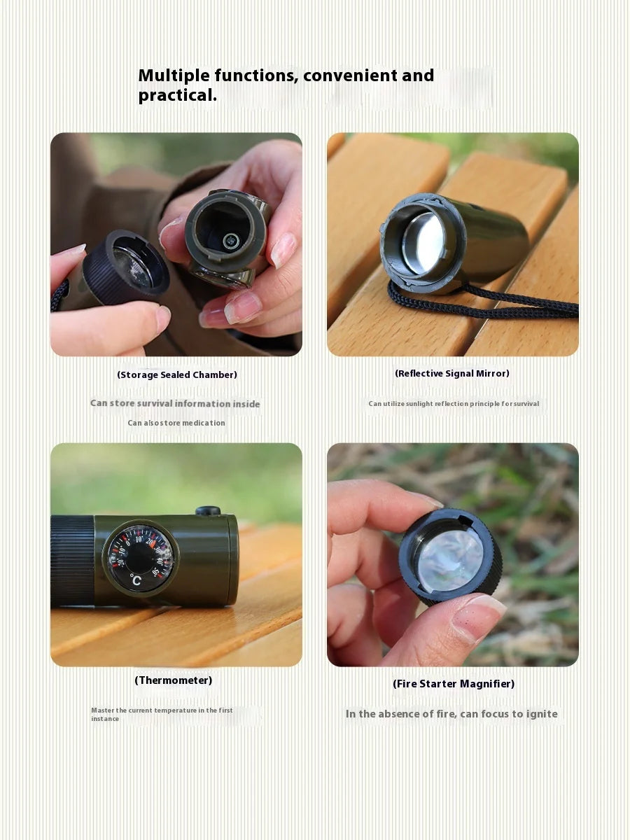 Emergency Whistle with LED Light & Compass