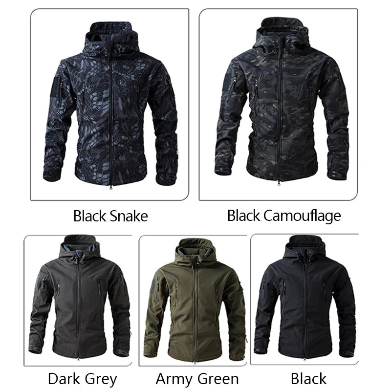 Men's Shark Skin Softshell Tactical Jacket Camo