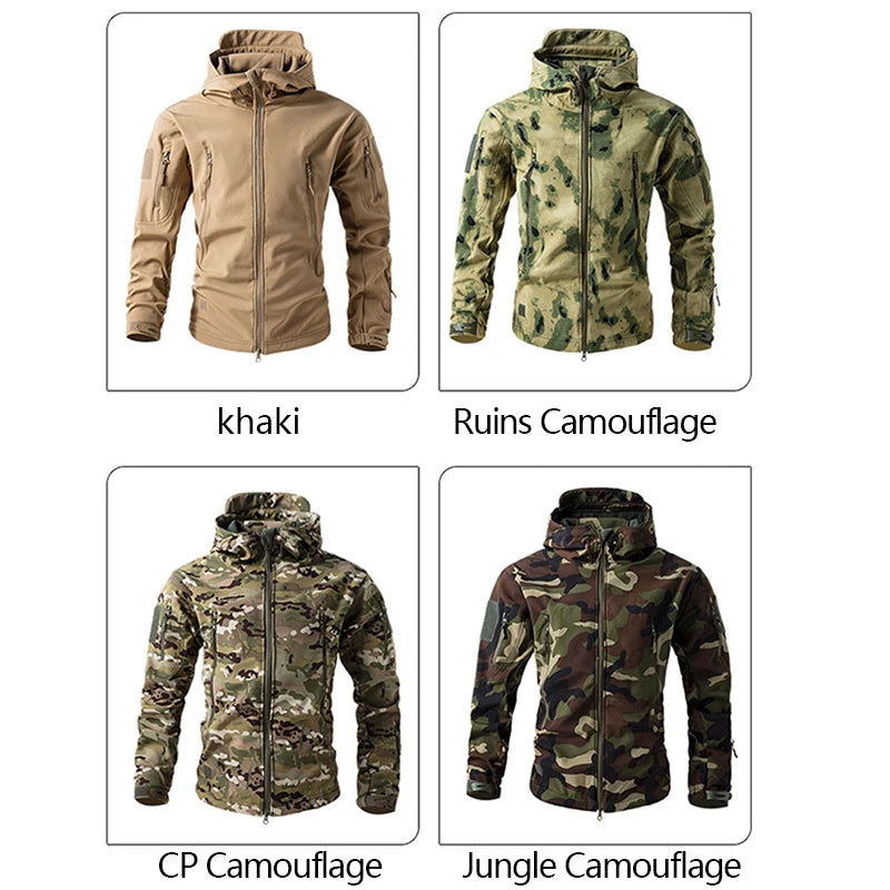 Men's Shark Skin Softshell Tactical Jacket Camo