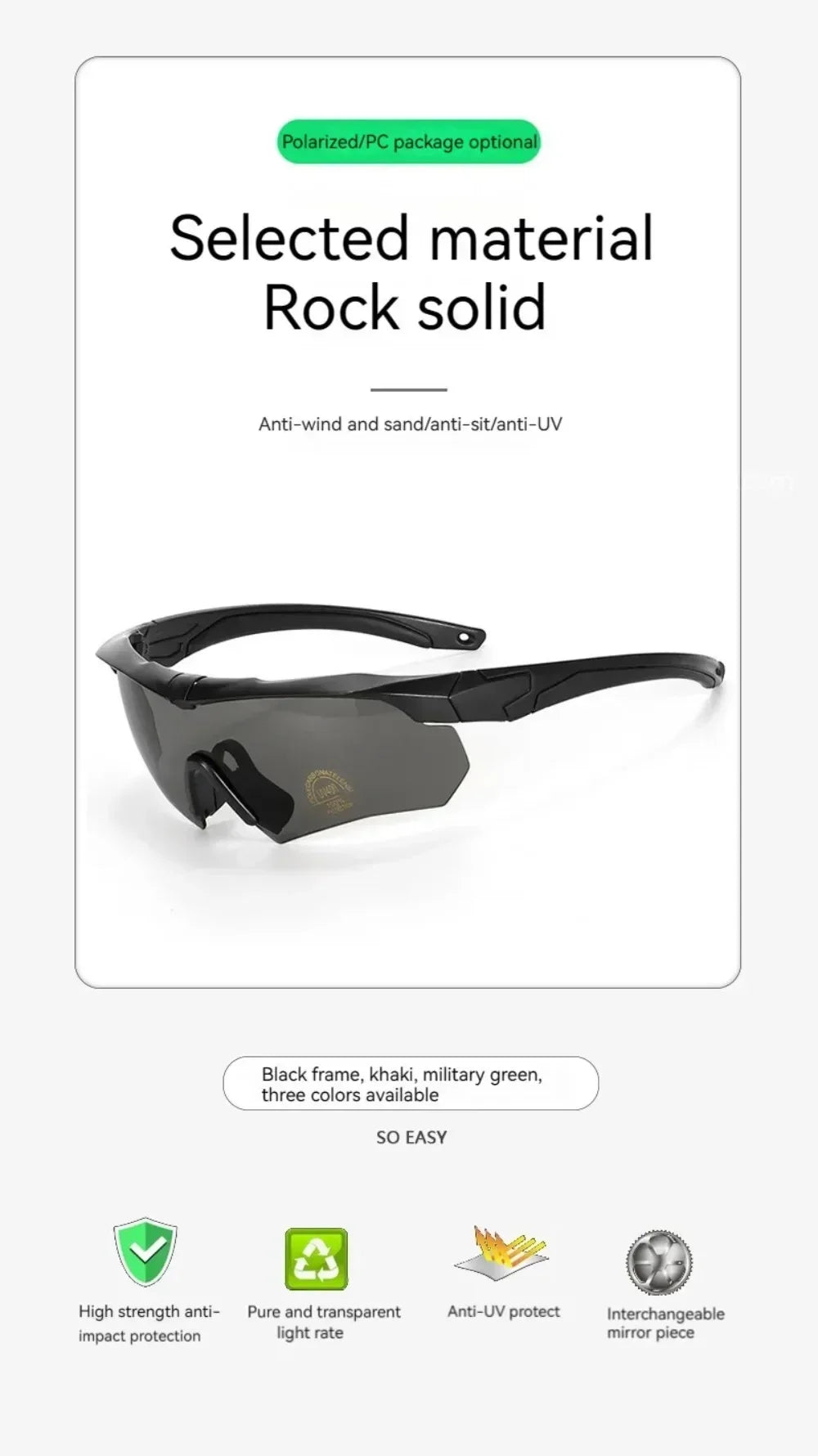3 Lens Tactical Goggles Windproof Airsoft