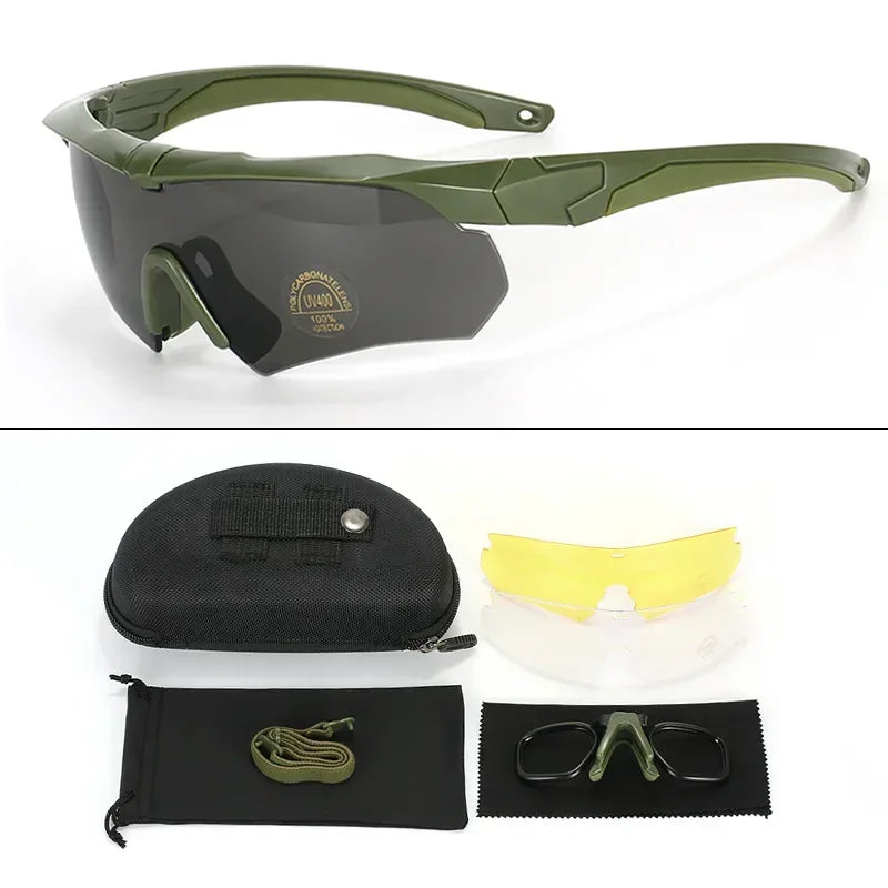 3 Lens Tactical Goggles Windproof Airsoft