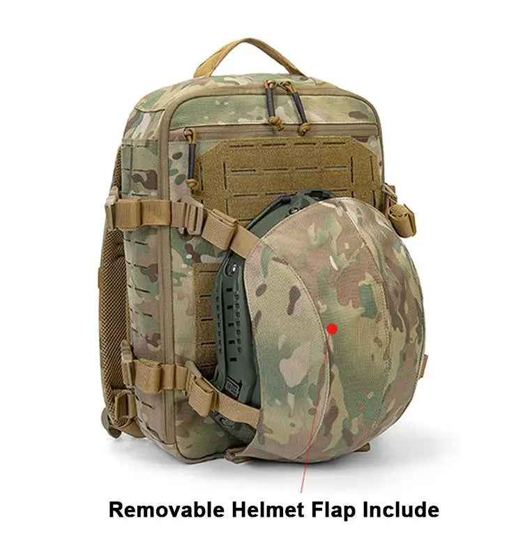 12l Tactical Nylon Backpack with MOLLE & Helmet Flap