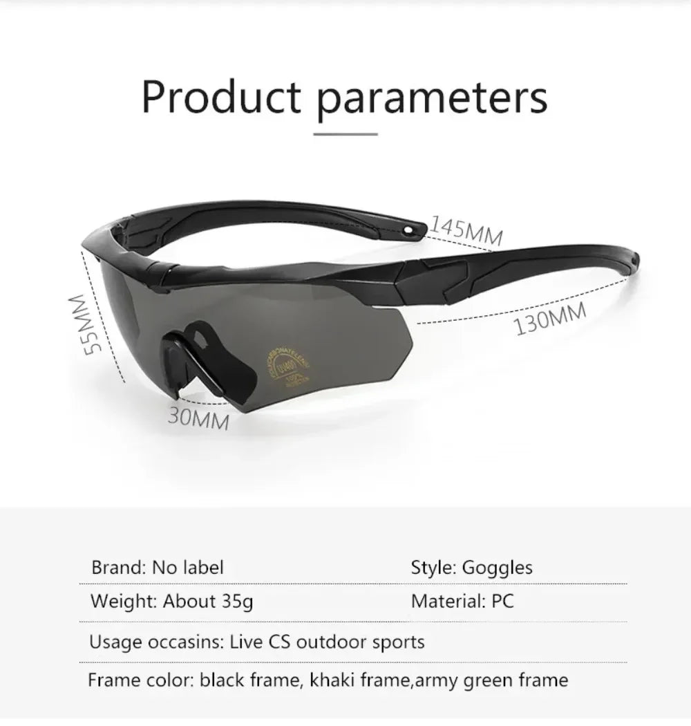 3 Lens Tactical Goggles Windproof Airsoft