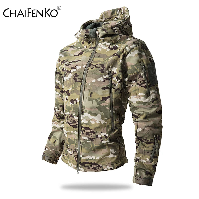 Men's Shark Skin Softshell Tactical Jacket Camo