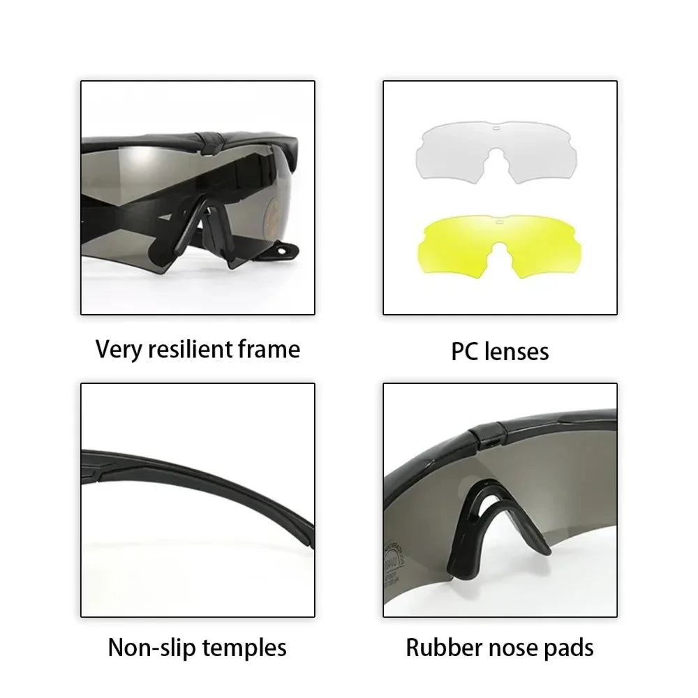 3 Lens Tactical Goggles Windproof Airsoft