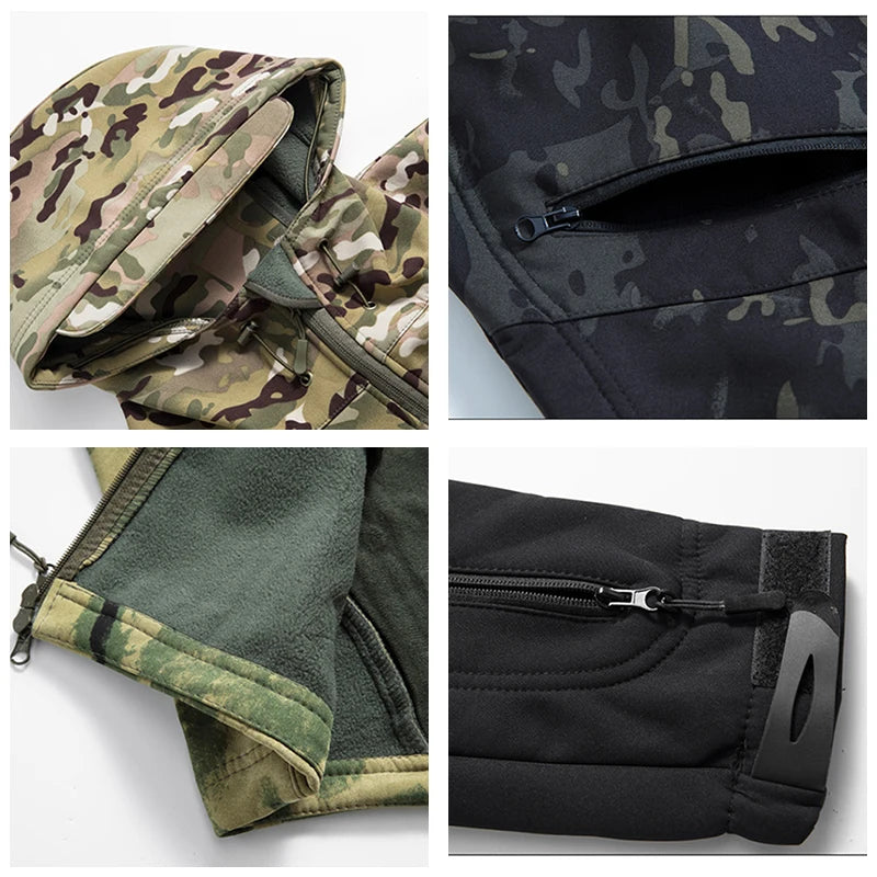 Men's Shark Skin Softshell Tactical Jacket Camo