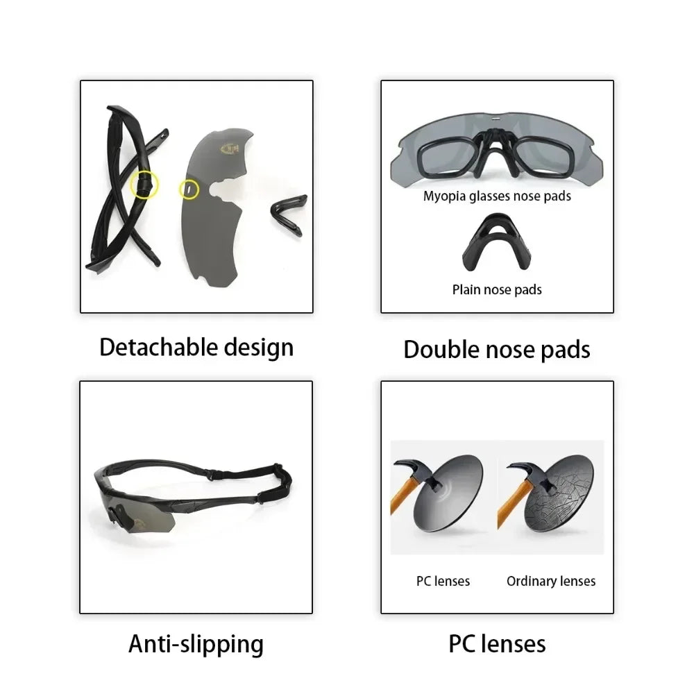 3 Lens Tactical Goggles Windproof Airsoft