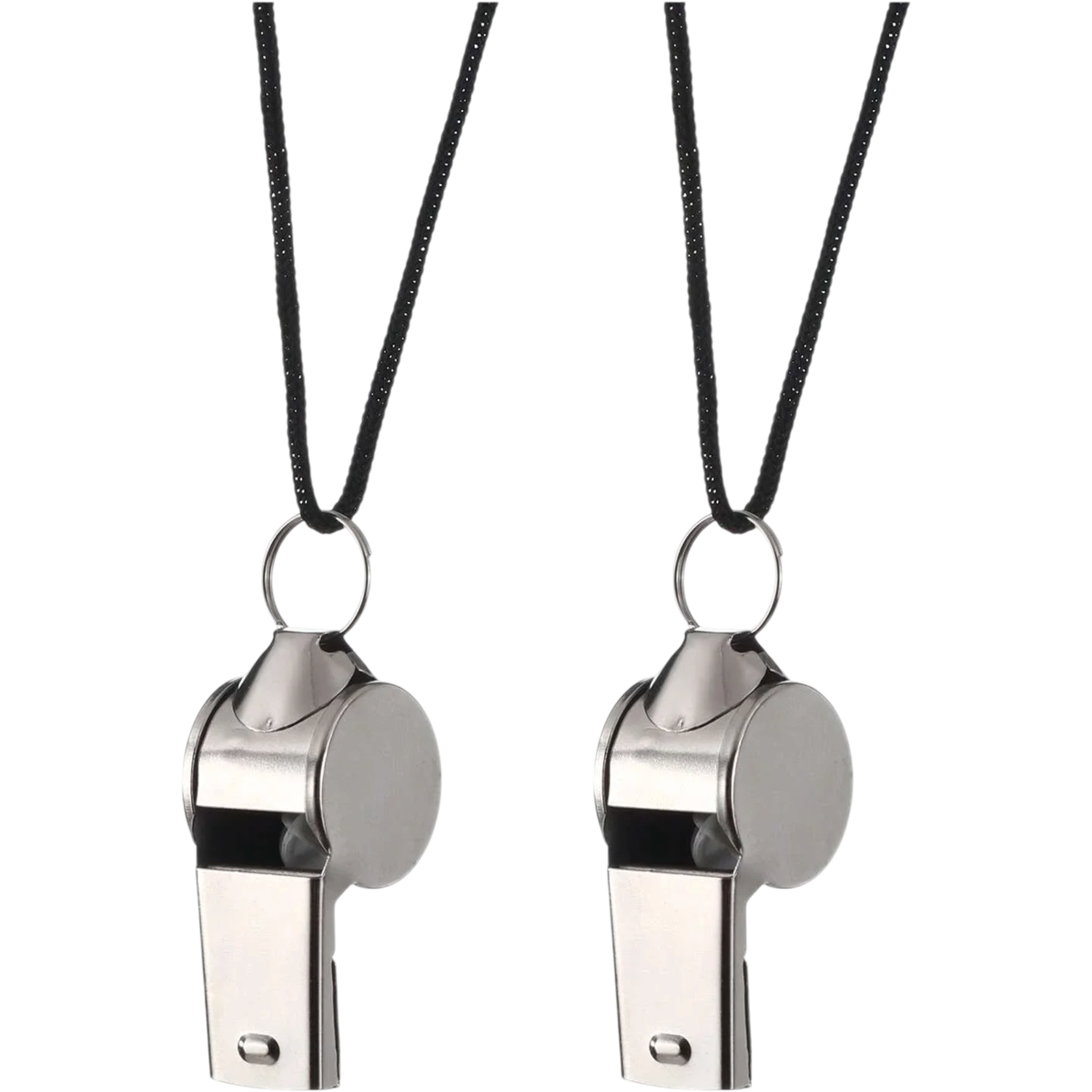 2-Pack Stainless Steel Sports Whistles with Lanyards | clean product image | shopify:10 | bg-removed:store:1200:shopify:10