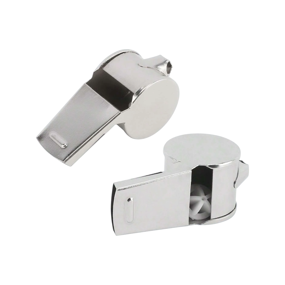 2-Pack Stainless Steel Sports Whistles with Lanyards | clean product image | shopify:12 | bg-removed:store:1200:shopify:12