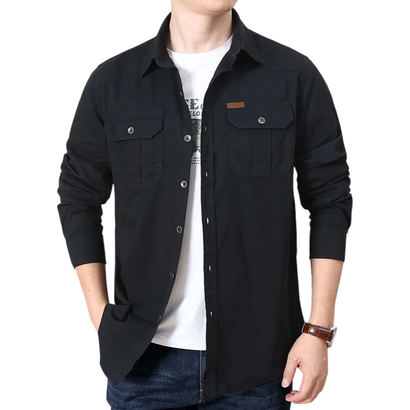 Men's Oversized Tactical Long-Sleeve Shirt | clean product image | shopify:27 | bg-removed:store:800:shopify:27