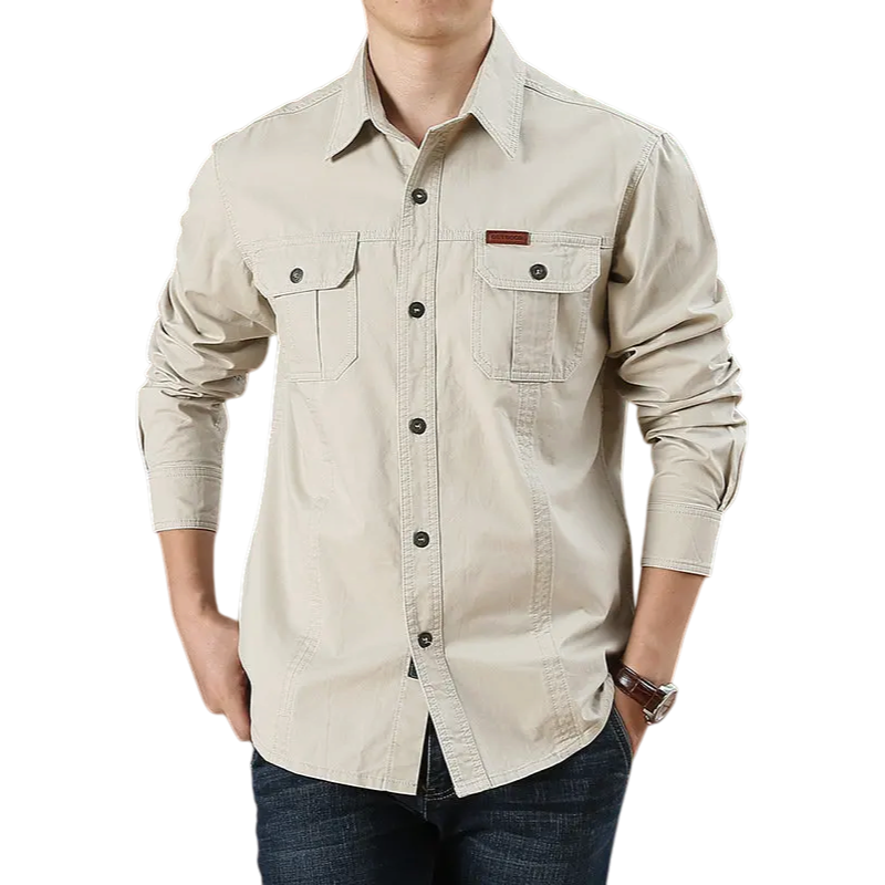 Men's Oversized Tactical Long-Sleeve Shirt | clean product image | shopify:19 | bg-removed:store:800:shopify:19