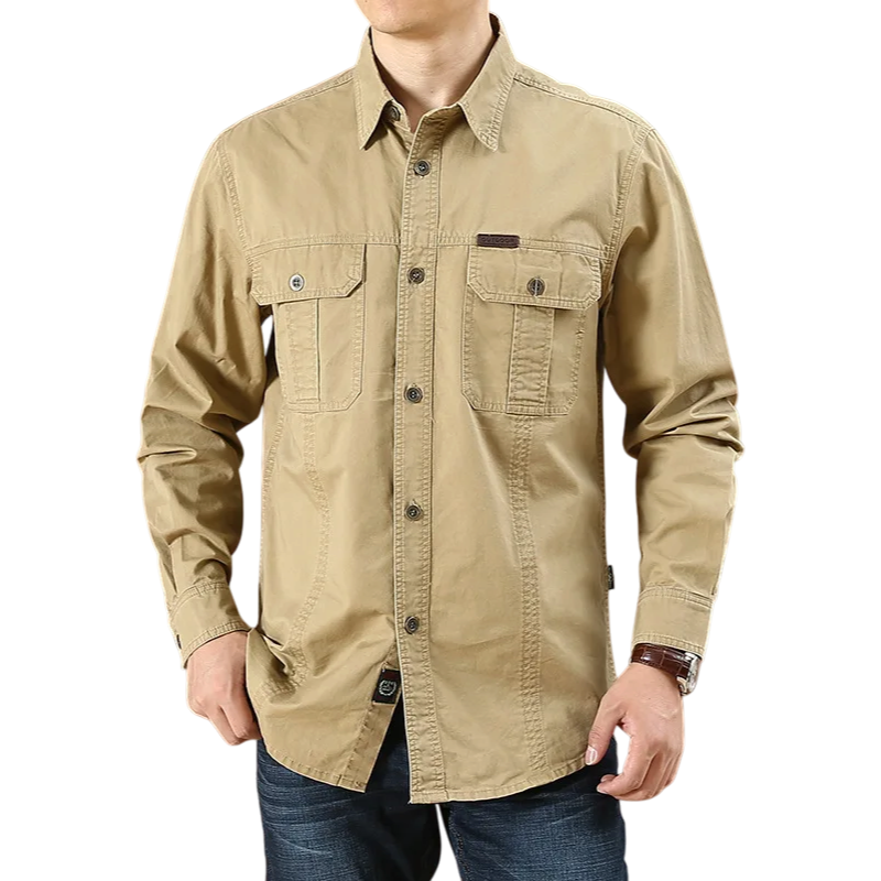 Men's Oversized Tactical Long-Sleeve Shirt | clean product image | shopify:2 | bg-removed:store:800:shopify:2