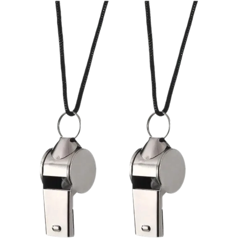 2-Pack Stainless Steel Sports Whistles with Lanyards | clean product image | shopify:4 | bg-removed:store:800:shopify:4